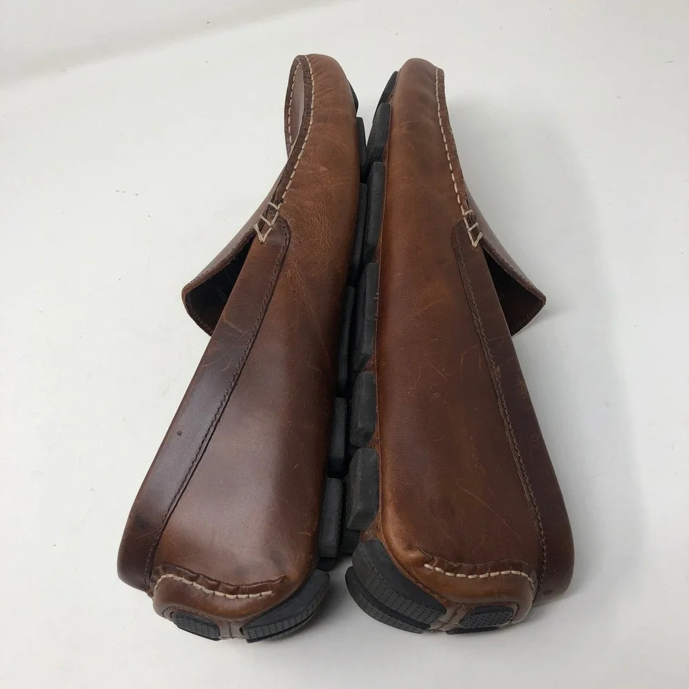 J.Crew Driving Moccasins Mens 11 Brown Leather Slip On Loafers